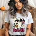 thumbnail image 2 of Boo-jee Graphic Tee Funny Ghost with Bubble Tea and Purse Shirt, Dark Heather, Size M, 2 of 6