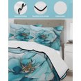 thumbnail image 4 of Teal Floral Marble Twin Size Down Alternative Comforter, Lightweight Comforter Quilt Bedding Set with Pillow Shams Modern Abstract Ink Painted Art All Seasons Bed Comforter Duvet Insert 68"x86", 4 of 7