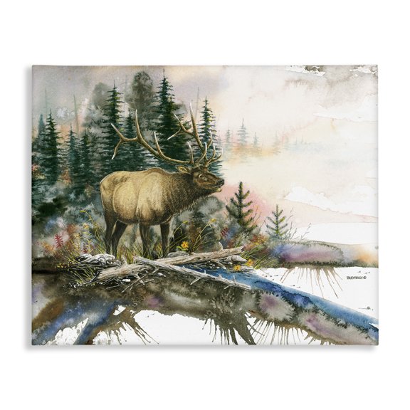 Stupell Industries Farmhouse Moose Woodland Nature Composition Canvas Art, 30 x 24, by Dave Bartholet