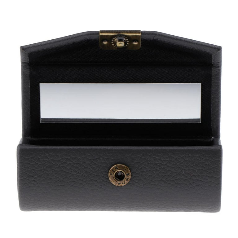 Colcolo Portable Travel Lipstick Case Made of Lipstick Box with Mirror and Push Button Dark Gray, Size: 9
