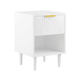 thumbnail image 6 of Modern Nightstand with Drawer and Open Shelf Gold Accent Handle MDF White, 6 of 8