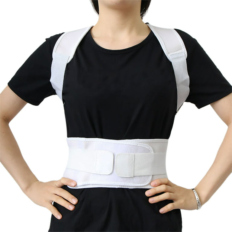 Unique Bargains White Fully Adjustable Posture Correction Back Pain Support  Brace Belt Band