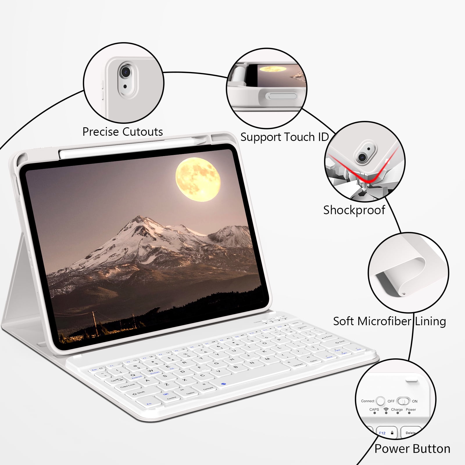 Kenke Case for iPad (A16) 11th Generation 11 inch 2025 with Keyboard,iPad 10th Generation 10.9 inch 2022 Detachable Bluetooth Keyboard Rechargeable,with Pencil Holder,Soft TPU Back Cover,Grey