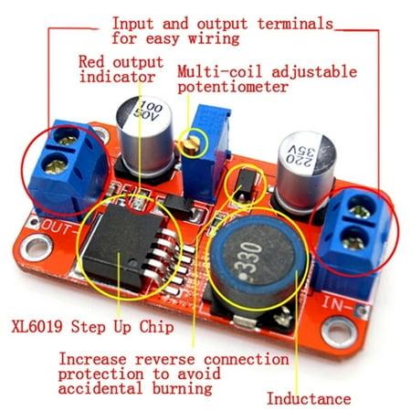 

Xl6019 5A DC-DC Step Up Power Module Boost Volt Converter 3.3V-35V To 5V-40V