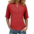 thumbnail image 5 of Womens Blouses and Tops Dressy Kelon Women's Tops Short Sleeve Shirts V Neck Boho Tops Fashion Tunics Trendy Flowy Clothing Vacation Clothes Cruise Outfits, S, 5 of 9