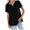Black, variant on USNSM Casual Button V Neck Plain Tees Shirt for Women Summer Short Sleeve Solid Workout T-Shirts Tops Loose Fit Comfy Baggy Blouse Black M