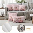 thumbnail image 6 of Pink Pumpkin Fall Outdoor Waterproof Pillow Covers, Plaid Thanksgiving Botanical Floral Checkered Decorative Square Throw Pillowcase Sofa Cushion Sham for Patio/Couch/Chair, 16"x16" 2 Pack, 6 of 8