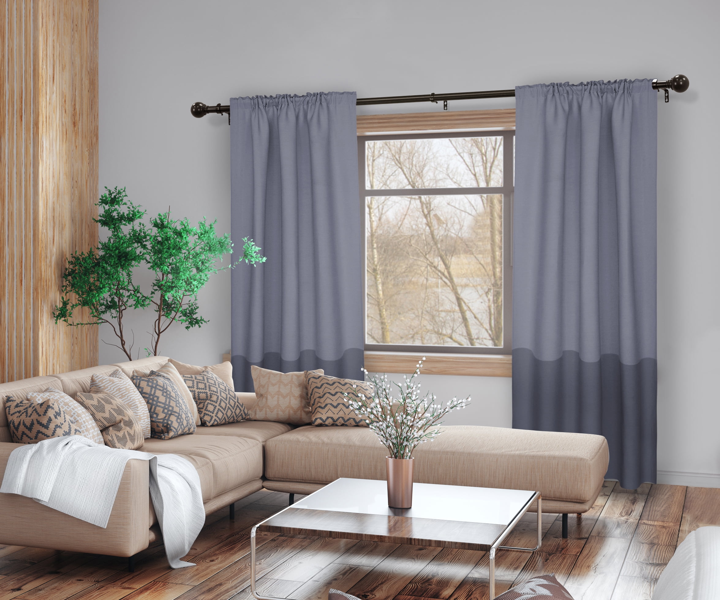 (2 pack) Mainstays 1" Oil Rubbed Bronze Ball Adjustable Single Curtain Rod, 30-84"