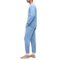 thumbnail image 4 of Dwelliawo Men's 2 Pieces Long Sleeve Solid Color Crew Neck Casual Pajamas Set Sky Blue 4xL, 4 of 5