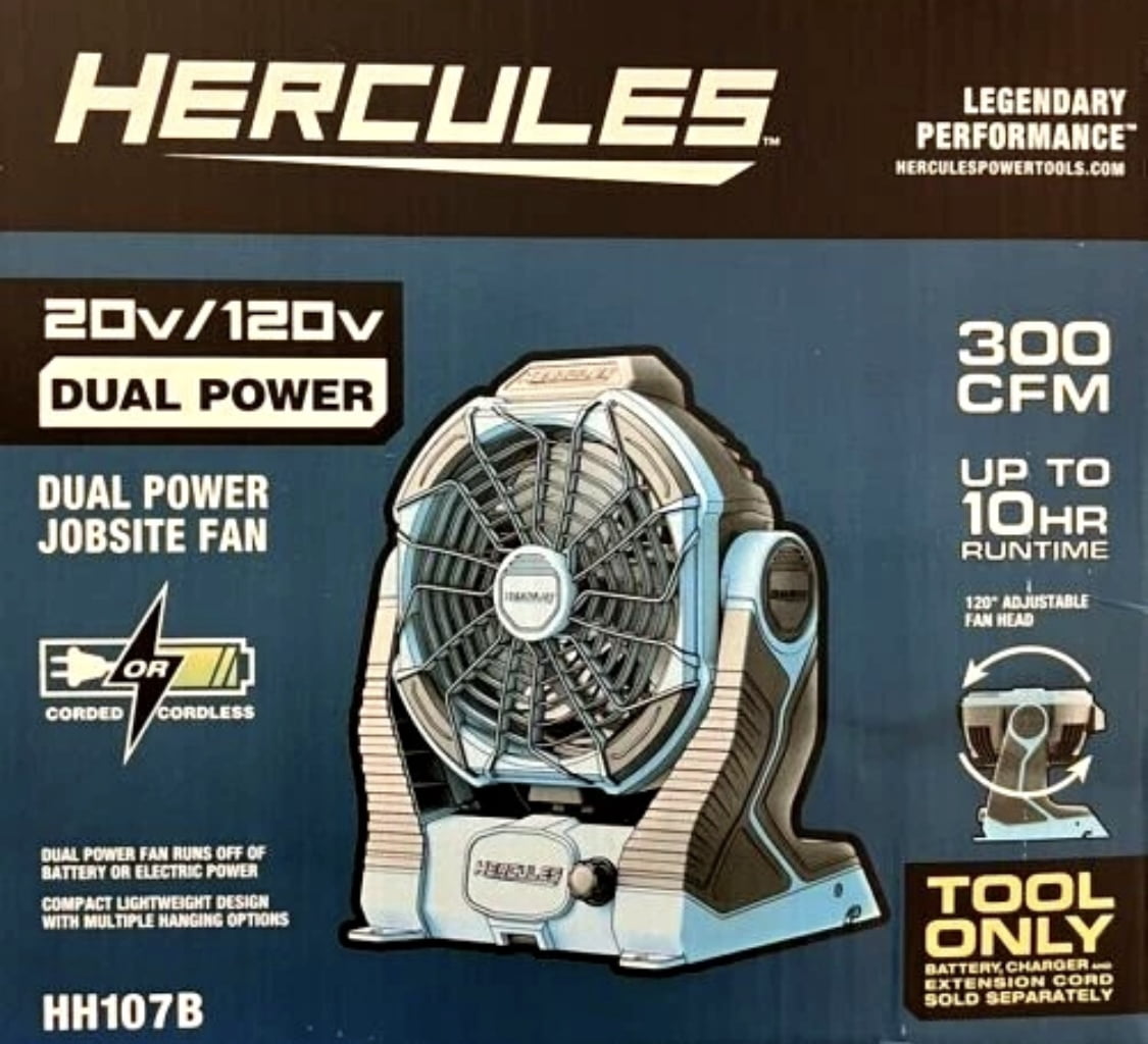 HERCULES Cordless Dual Power Fan 20/120v - Tool Only