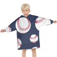 thumbnail image 3 of Navy Blue Baseballs Pattern Blanket Hoodies for Kids 6-13YR Oversize Wearable Blanket Hoodies for Boys Girls Teens, 3 of 7