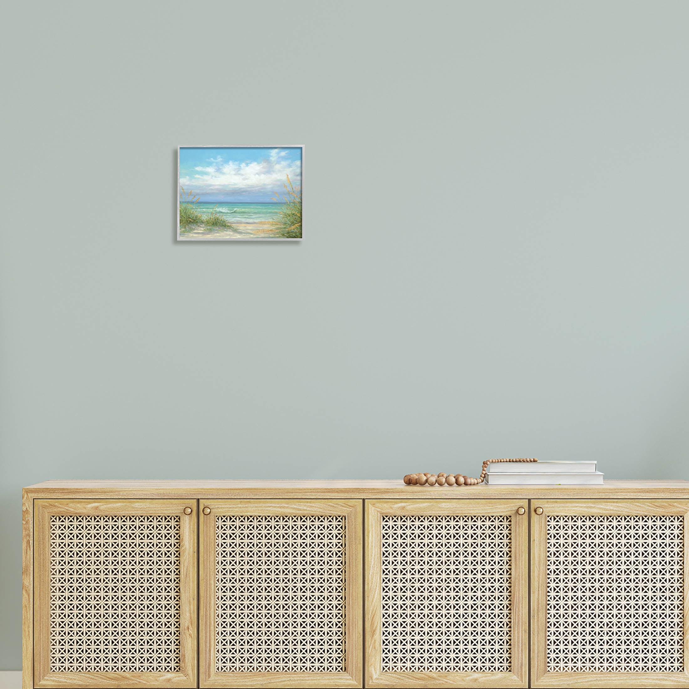 Sea Shoreline Horizon Scenery Coastal Painting Gray Framed Art Print Wall Art