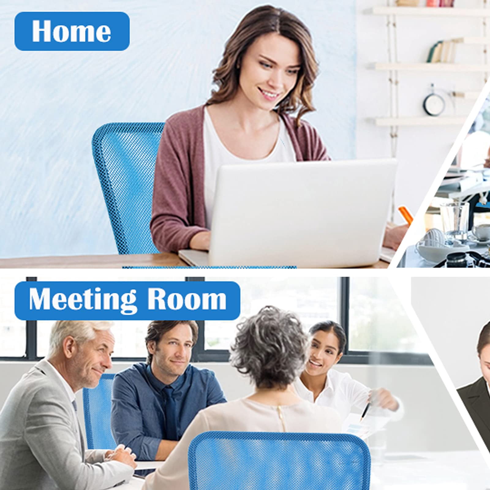 Armless Office Chair Ergonomic Desk Chair Computer Chair Mesh Home Desk Chair with Adjustable Lumbar, Rolling Swivel Office Chair Mid-Back Task Chair for Adults (Blue)