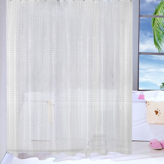 Hyknon Clear Shower Curtain Quick-Drying Waterproof White Bathroom Curtains with Magnet Washable PEVA 71x71" Shower Curtains Non-Toxic Bathroom Accessories