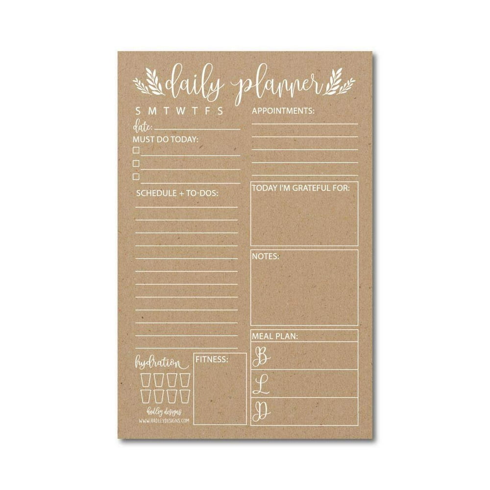 Rustic undated daily task planner to do list pad school family life work personal productivity 