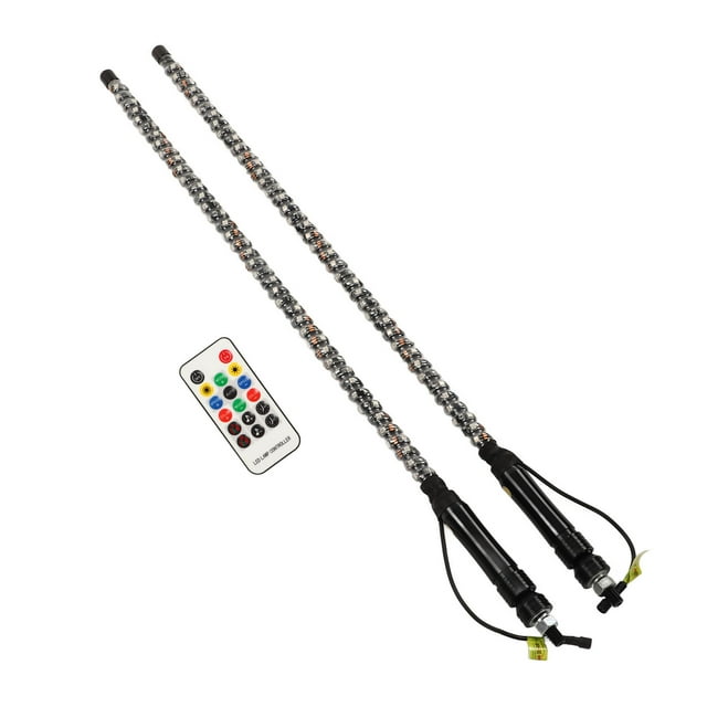 LED Whip Lights, Stable 20 Colors LED Flagpole Light Anti Break Brightness Speed Change 2 Pcs Bendable For Boat