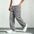 thumbnail image 3 of Sentuca Boys Cargo Pants Baggy Elastic Waist Hiking Pant with Pockets Wide Leg Casual Fashion Sports Kids Trousers Size 7-8Y, Gray, 3 of 8