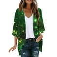 thumbnail image 3 of lcziwo Saint Patrick Day Cardigan Sweater Women Green Kimonos Shamrock Print Festival Open Front Cardigan 3/4 Sleeve Lightweight Holiday Outwear Weekly Deals,Multicolor,S, 3 of 6