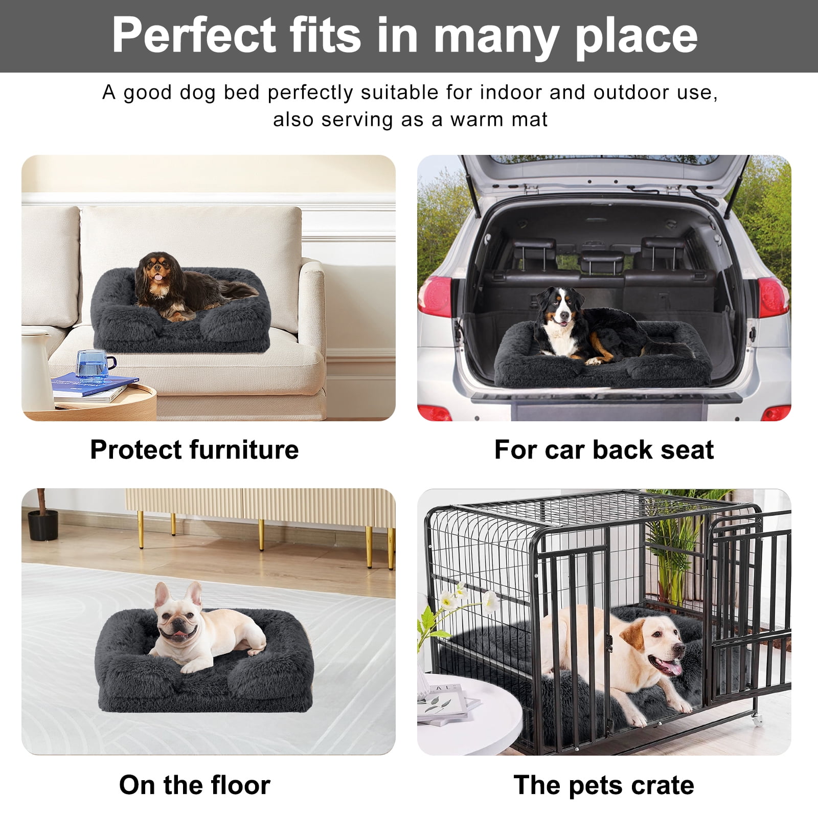 PayUSD Warming Fluffy Orthopedic Dog Beds for Large Dogs,Dog Bed with Plush Thick Egg Foam Support and Non-Slip Bottom, Large Waterproof and Machine Washable Pet Bed Cover