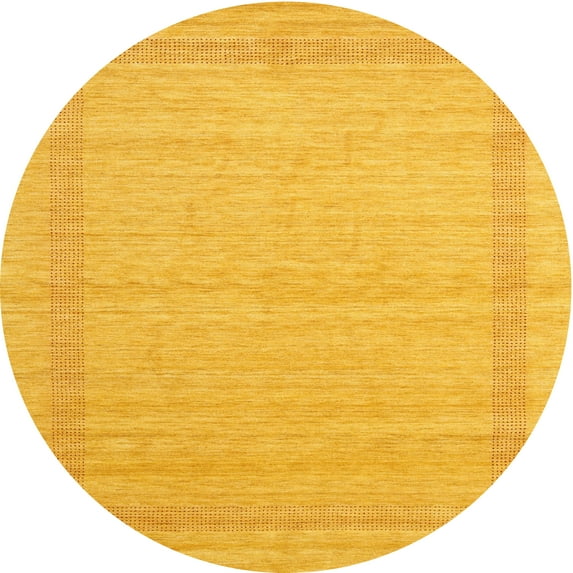 Ahgly Company Indoor Round Contemporary Deep Yellow Abstract Area Rugs, 8' Round