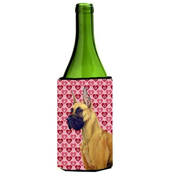 Great Dane Hearts Love And Valentines Day Portrait Wine Bottle  Hugger - 24 oz.