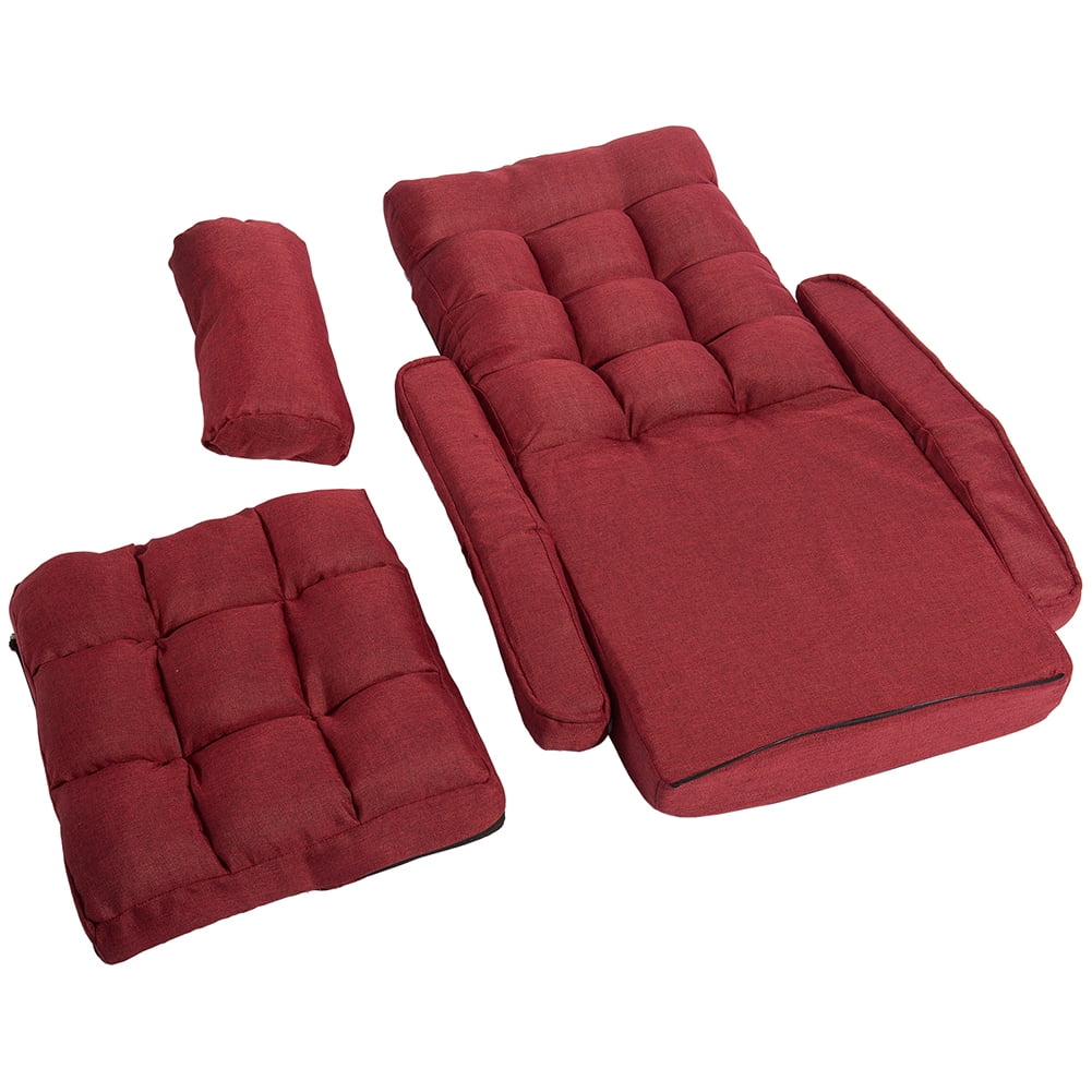 Kepooman Adjustable Folding Floor Sofa Chair with Armrests and a Pillow, Red Kepooman Adjustable Folding Floor Sofa Chair with Armrests and a Pillow, Red
