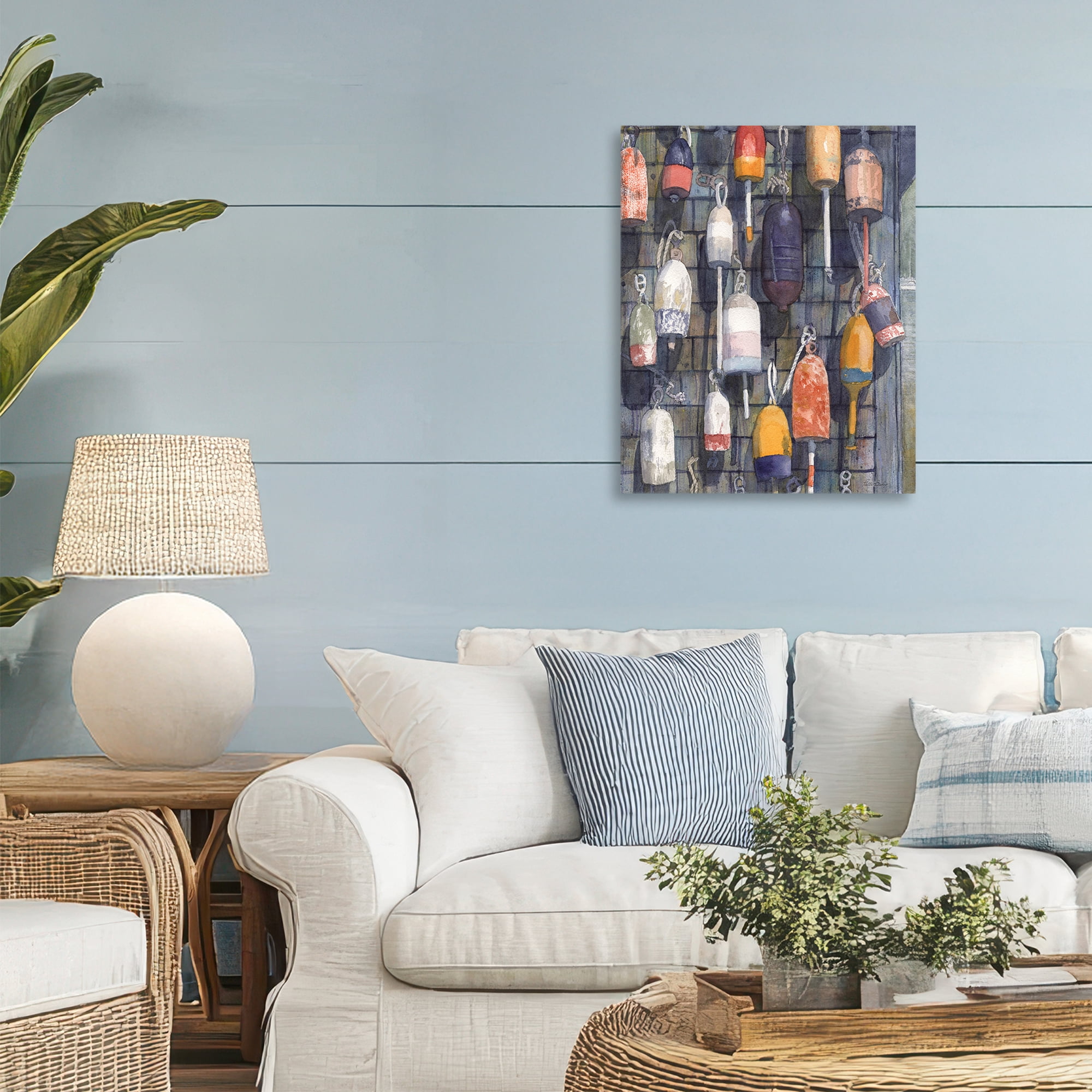 Stupell Industries Watercolor Hanging Buoys Canvas Wall Art, design by Patti Bishop