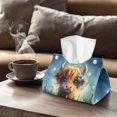 thumbnail image 4 of COEQINE Rectangle Facial Tissue Holder Dispenser PU Leather Facial Tissue Organizer Case for Bathroom, Kitchen, Bathroom, Outdoor, Car, 7.95"X4.92"X4.52", Cute Highland Cow, 2 PCS, 4 of 7