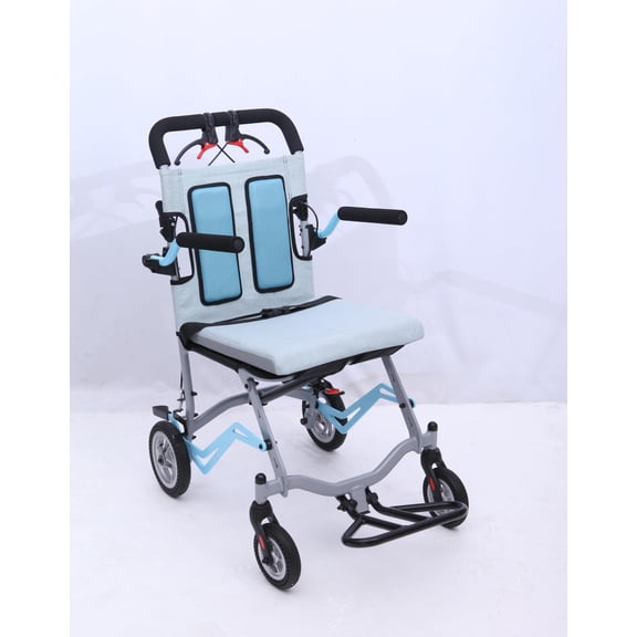 Accreate Ultra Lightweight Transport Wheelchair - Portable Folding Design, Locking Handbrake, Removable Flip Armrests, and Swinging Footrests, Supports up to 220 LBS