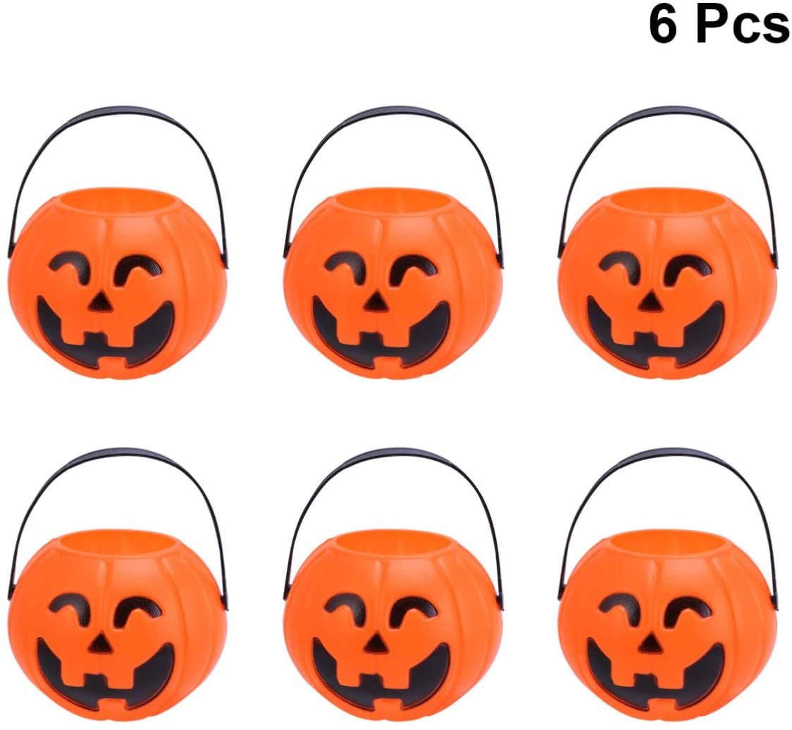 Pumpkin Mini Buckets,with handle Candy Plastic Barrel
