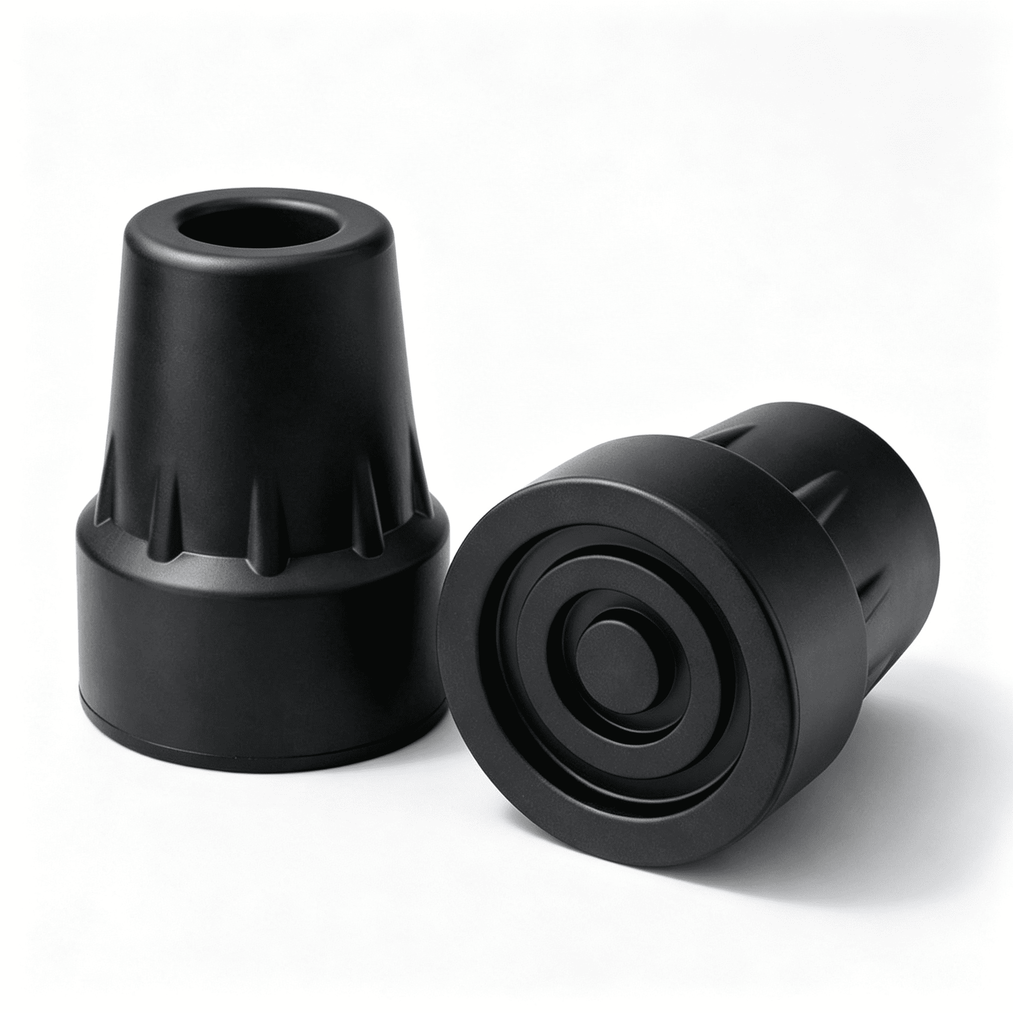XIRQI Cane Tips (Set of 2) - Heavy Duty 3/4" Replacement Rubber Foot - Black Attachment Base Grip - Accessories for Walking and Standing Stick - Durable End for Women,Men,Seniors,Elderly