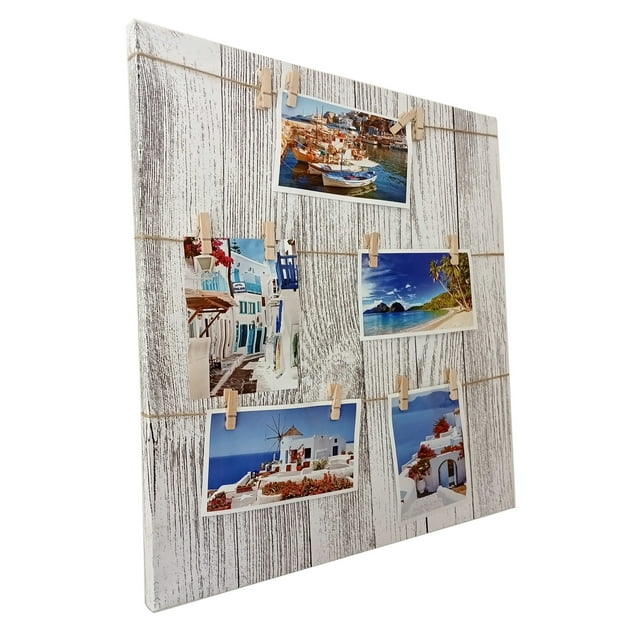 Portaretrato CHIC-FANTASY Blanco Madera y Lona con pinzas 1 pz