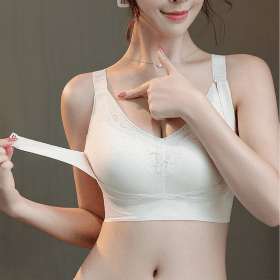 TEVEQ Lift Lifting Bras for Seniors Seamless Wirefree Posture Correcting Push Up Anti Sagging Full Coverage Bra,Bras for Seniors,Breathable Comfort Bralette Lift Support Bra T Shirt Bra Beige 34