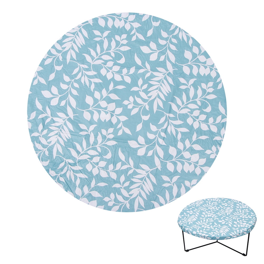 smiry Round Fitted Vinyl Table Cloth Cover Elastic Edged Flannel Backed Waterproof Wipeable Moroccan Trellis Vinyl Tablecloth for 45-56 Round Tables Teal 