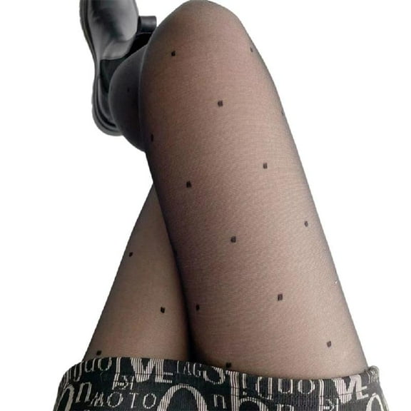 Women Thin Candy Colored Stockings Small Dots Print Sheer Pantyhose Tights