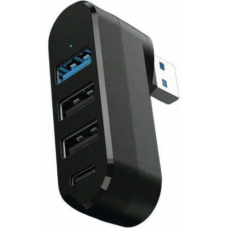 USB 3.0 Hub,4-Port USB Hub,USB Splitter with 3 USB Ports & 1 USB C Power/Data Port,90°/180° Degree Rotatable,Mini USB Extender for PC,PS4,PS5,Xbox,Keyboard,Mac,Laptop,Printer,Mouse