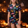 thumbnail image 2 of UAYOTSE Silky Button‑Up Satin Pajama for Kids Girls, Collared Short Sleeve Top plus Matching Shorts, Relaxed‑Fit Indoor Loungewear Outfit Size 12-13 Years, 2 of 6