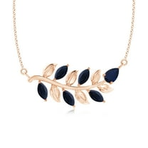 ANGARA Natural 1 ct Blue Sapphire Tree Branch Necklace in 14K Rose Gold for Women (Size-5x2.5mm) | September Birthstone, Anniversary, Jewelry Gift for Women | Natural Blue Sapphire Necklace