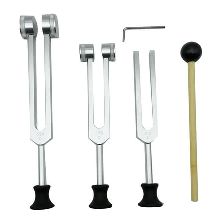 4 Pack Tuning Fork (128Hz, 256Hz, 512Hz)with Tuning Fork Hammer for ...