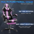 thumbnail image 4 of SOONTRANS Purple Gaming Chair, Ergonomic Gamer Game Chair with Footrest & Massage Lumbar Pillow, High Back Reclining Office Computer Chair for Adult, 4 of 9