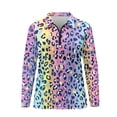 thumbnail image 2 of Uorisanigo Rainbow Tie-Dye Womens Golf Shirt Soft Polyester Spandex Fabric Quick Dry Athletic Polo Shirts Breathable Versatile Quarter Zip Pullover for Women, 2 of 7
