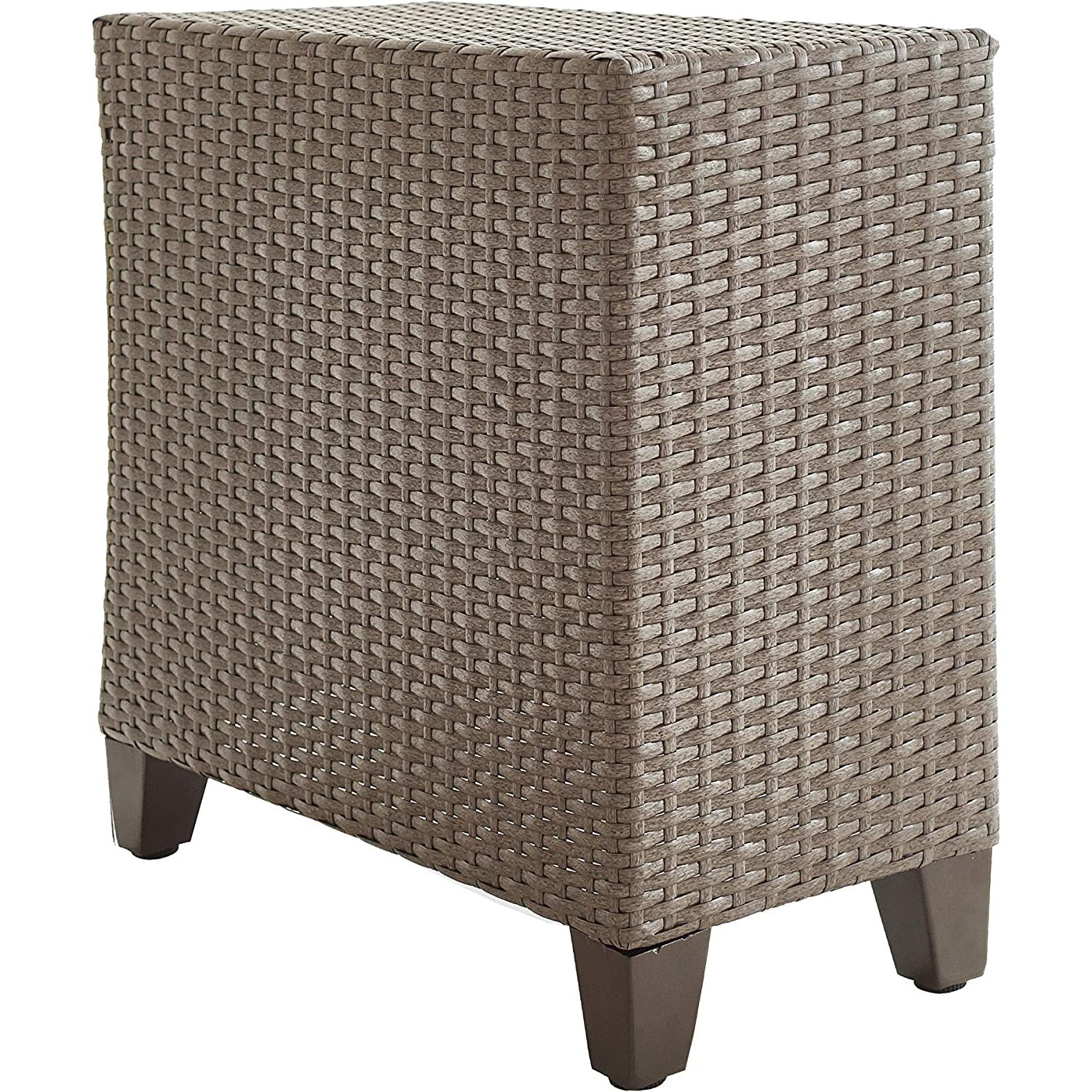 FulnKye Patio Wicker Rattan Outdoor Side Table, Brown