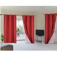 thumbnail image 1 of Cortinas K92 de calidad hotelera con ojales superiores, 1 panel, térmicas, opacas, rojas, para oscurecer completamente la habitación, para ventanas grandes, de 274 cm de largo., 1 of 3