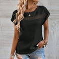 thumbnail image 4 of Tbopshirt Top for Women,Fashion Women's Summer Round-Neck Solid Short Sleeve Patchwork Top Blouse, 4 of 5