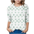 thumbnail image 6 of CLOISE Kids Shirts Girls 3/4 Sleeve Boys Youth Crew Neck Tops Print Casual Fashion Fall Winter Clothes Green 3-12T, 6 of 6