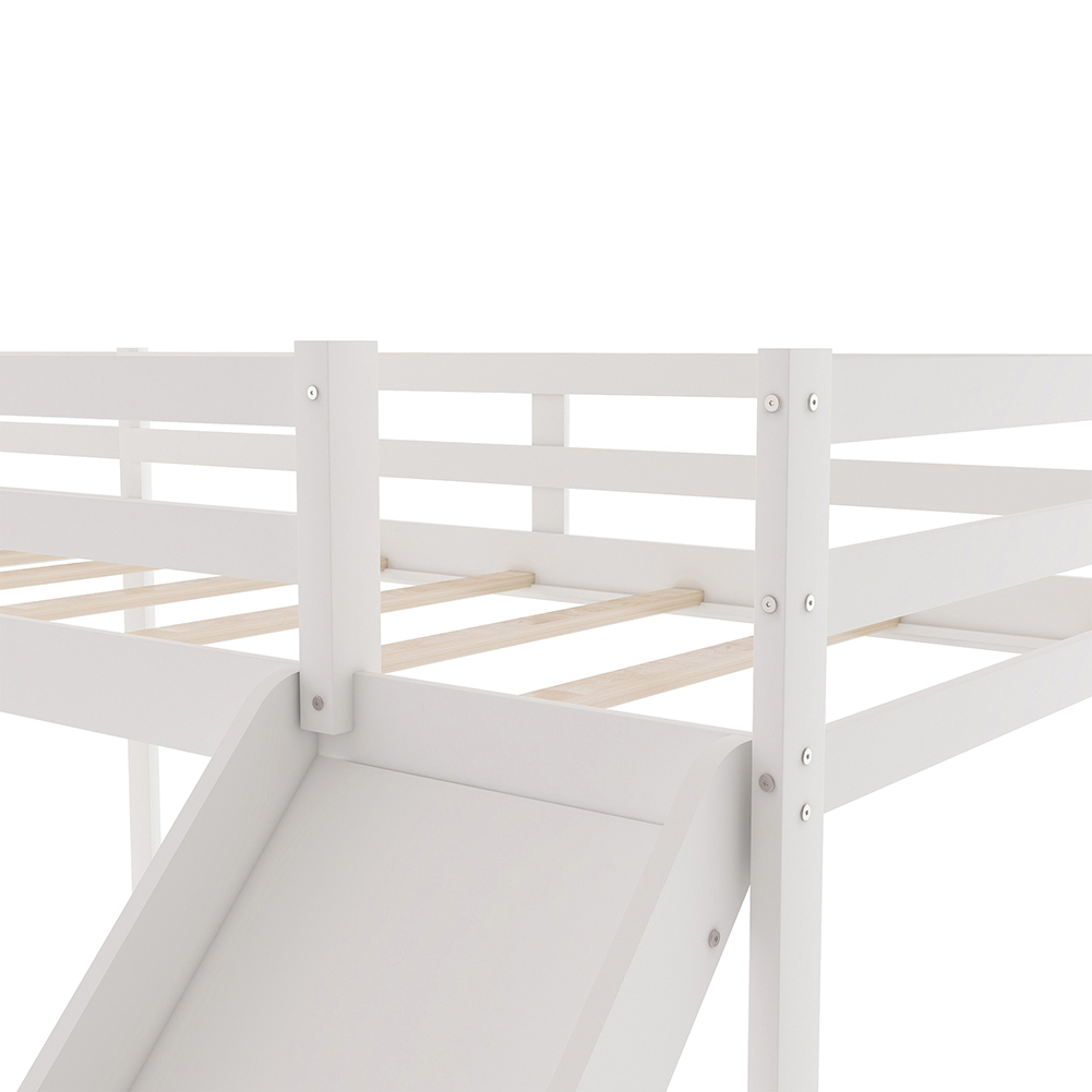 Kadyn L Shaped Loft Bed in Kid's Bedroom with Ladder and Slide, White