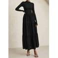 thumbnail image 4 of PRETTYGARDEN Long Sleeve Dress for Women Fall Eyelet Mock Neck A Line Elegant Classy Maxi Wedding Guest Dresses Pockets, 4 of 8