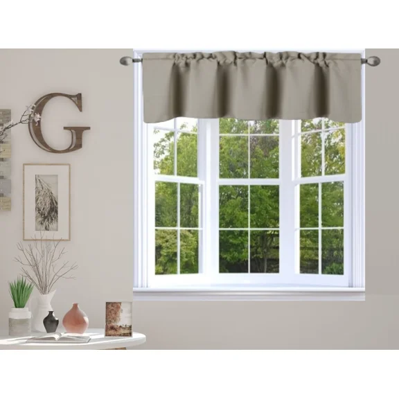 Gorgeous Home Linen Versatile Half Window Top Valance Tier Straight Curtain Light Blocking 54" wide X 18" long 1pc Taupe Tan