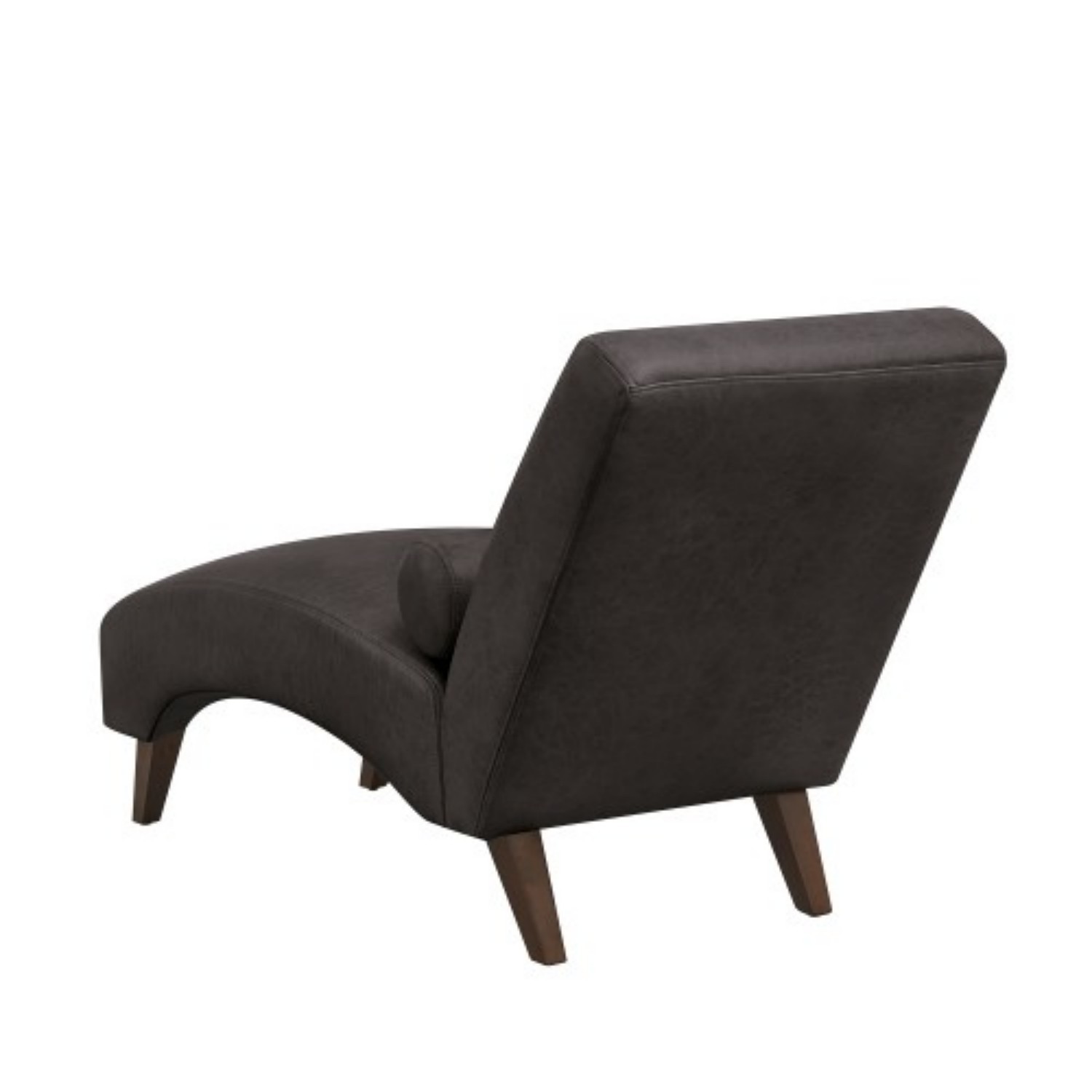 Chaise Lounge Chair with Bolster Pillow, Modern Curved Lounge Chair in Premium Tech Fabric, Upholstered Reading Chaise for Living Room & Bedroom, Wooden Legs, 400 lbs Capacity, Dark Gray