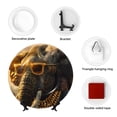 thumbnail image 4 of Daiia Cool Sunglasses Elephant Art Printed Pattern Ceramic Plate Dinner Plates Bone China Decorative Plates with Display Stand Art Ceramic Ornaments for Wall Hanging Decoration-8in, 4 of 6